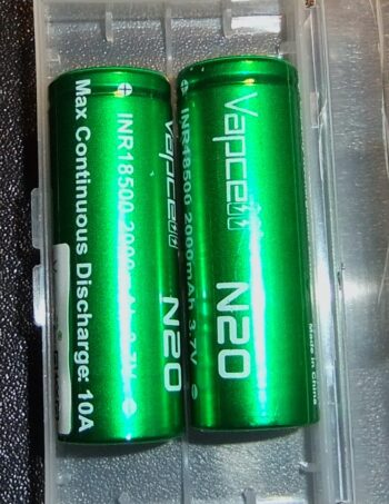 2x Vapcell N20 5A 2000mah 3.7V 18500 Battery Flat Top