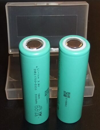 2x 70A EVE 50PL 5000mAh 21700 batteries