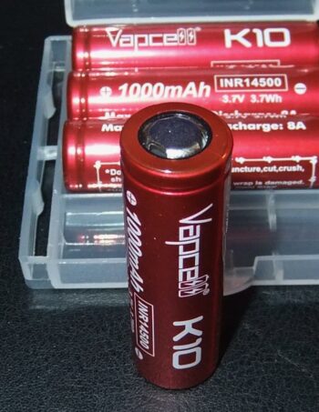 4x 8A Vapcell K10 1000mAh IMR 14500 Flat Top batteries
